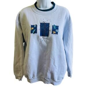 ❄️ Day Breeze Light Blue Winter Scene Sweatshirt Embroidered Graphic 1X